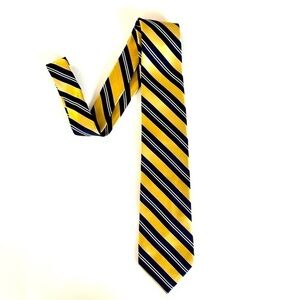 Nautica 100% Silk Men’s Tie Yellow and Navy Blue Size O/S